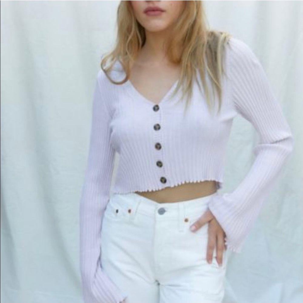 UO Ribbed Ruffle Cardigan BNWT Medium - Picture 2 of 10